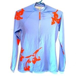 IBKUL Blue and Orange Floral Long Sleeve Top